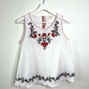 Max Studio Boho Embroidered Tie Back Top Size Small